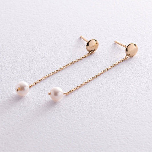 Delikatne złote kolczyki z perłą biżuteria damska