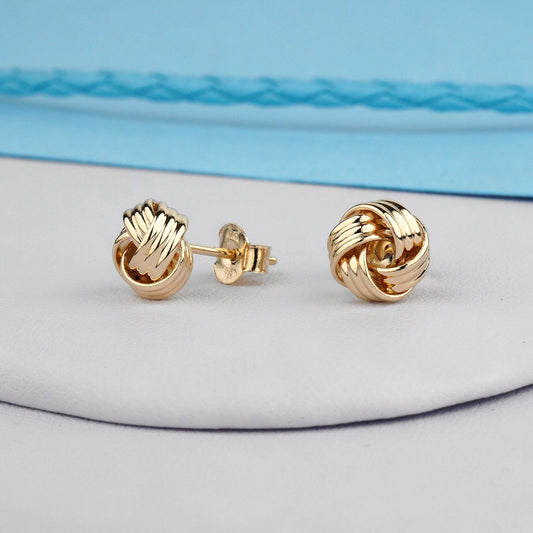 Złote kolczyki supełki 585