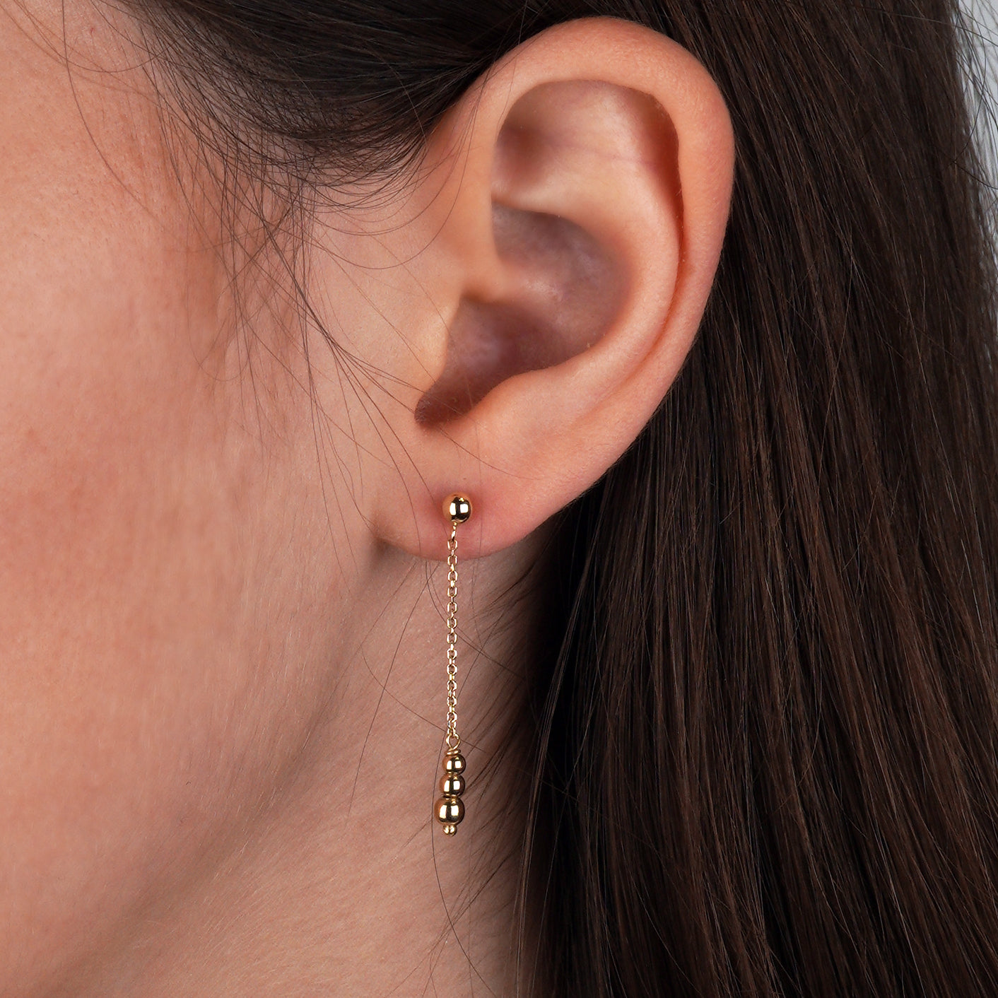 Kolczyki złote z trzema kuleczkami eleganckie