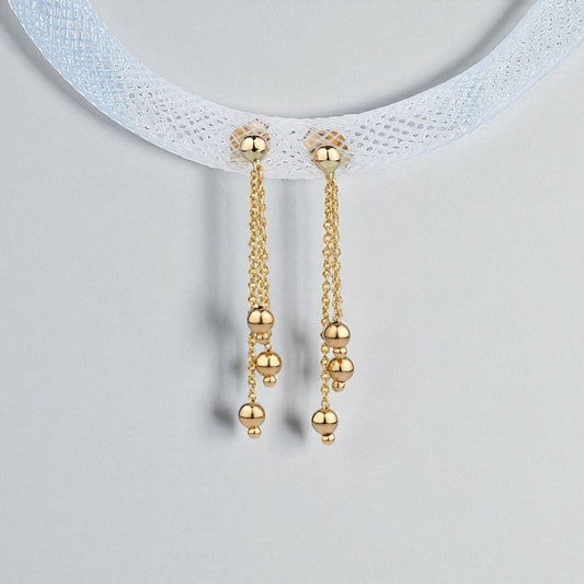 Złote wiszące kolczyki z łańcuszkami długie próba 585