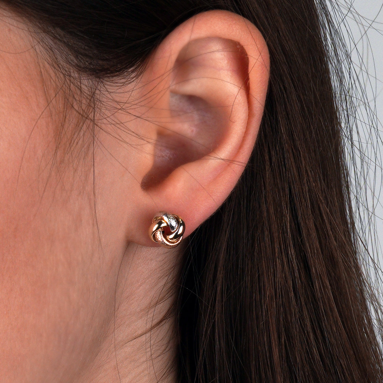 Trójkolorowe kolczyki złote 585 eleganckie