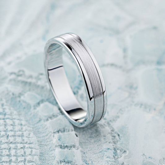 Męska obrączka z białego złota, męska obrączka ślubna, złota obrączka ślubna dla mężczyzn, męska obrączka ślubna, matowa obrączka ślubna dla mężczyzn, szczotkowana złota obrączka ślubna, obrączka ślubna z 14-karatowego białego złota, obrączka ślubna dla niego, obrączka ślubna dla mężczyzn, obrączka ślubna pierścionek