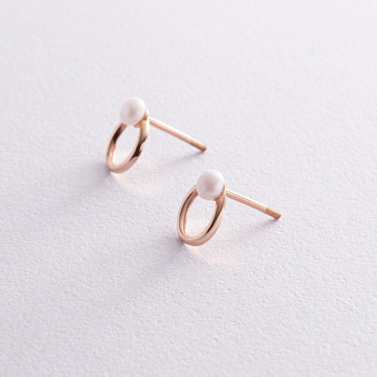 Delikatne kolczyki złote z perłą biżuteria damska