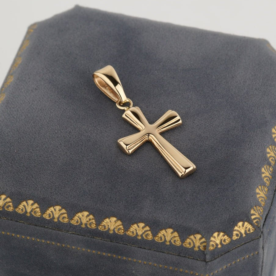 Złoty krzyżyk 585, Krzyżyk z litego złota, elegancki prezent, Zawieszka krzyżyk, Złoty wisiorek próby 585, krzyżyk
