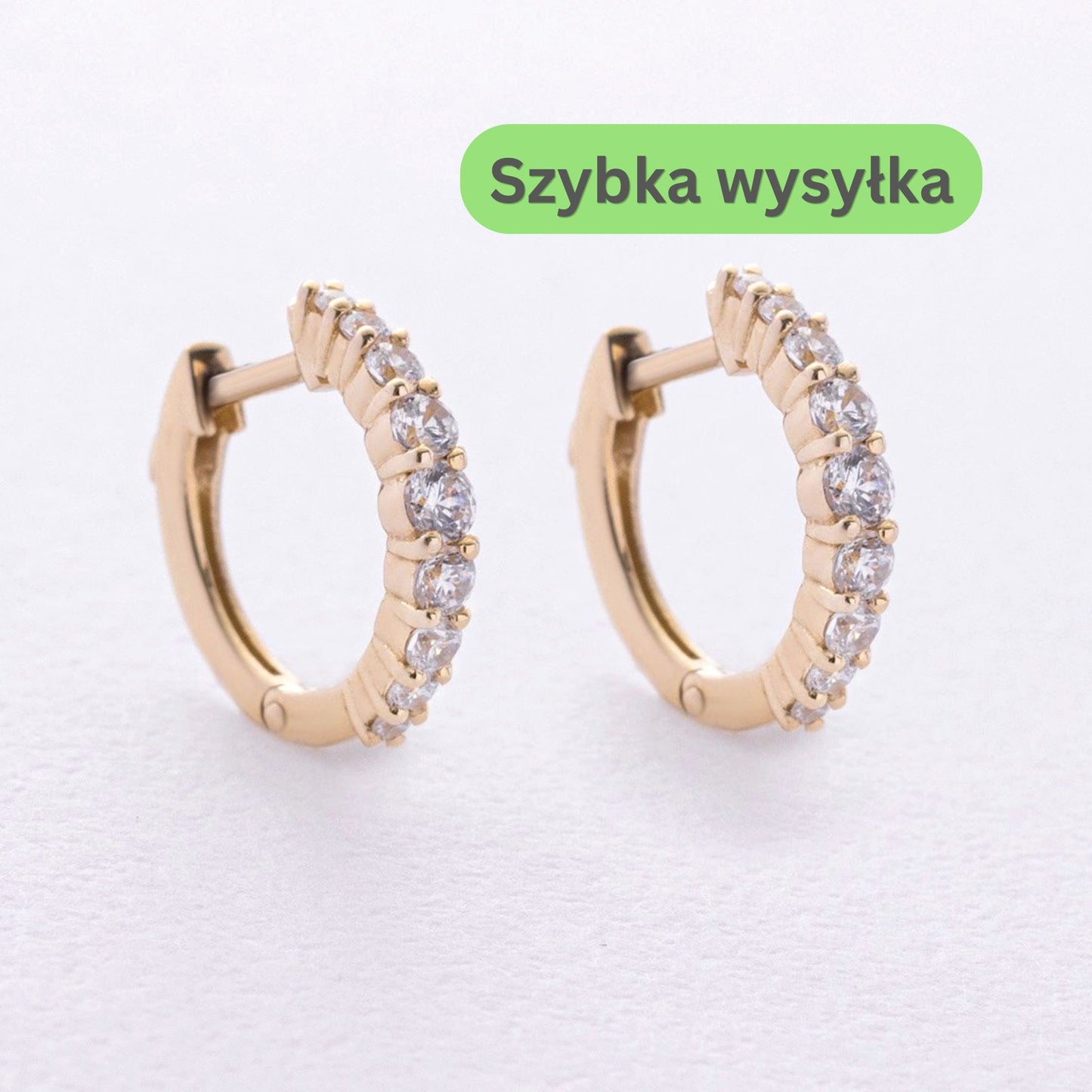 Eleganckie złote kolczyki koła z błyszczącymi cyrkoniami