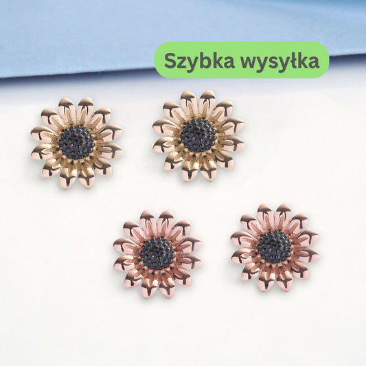 Złote kolczyki słoneczniki 585