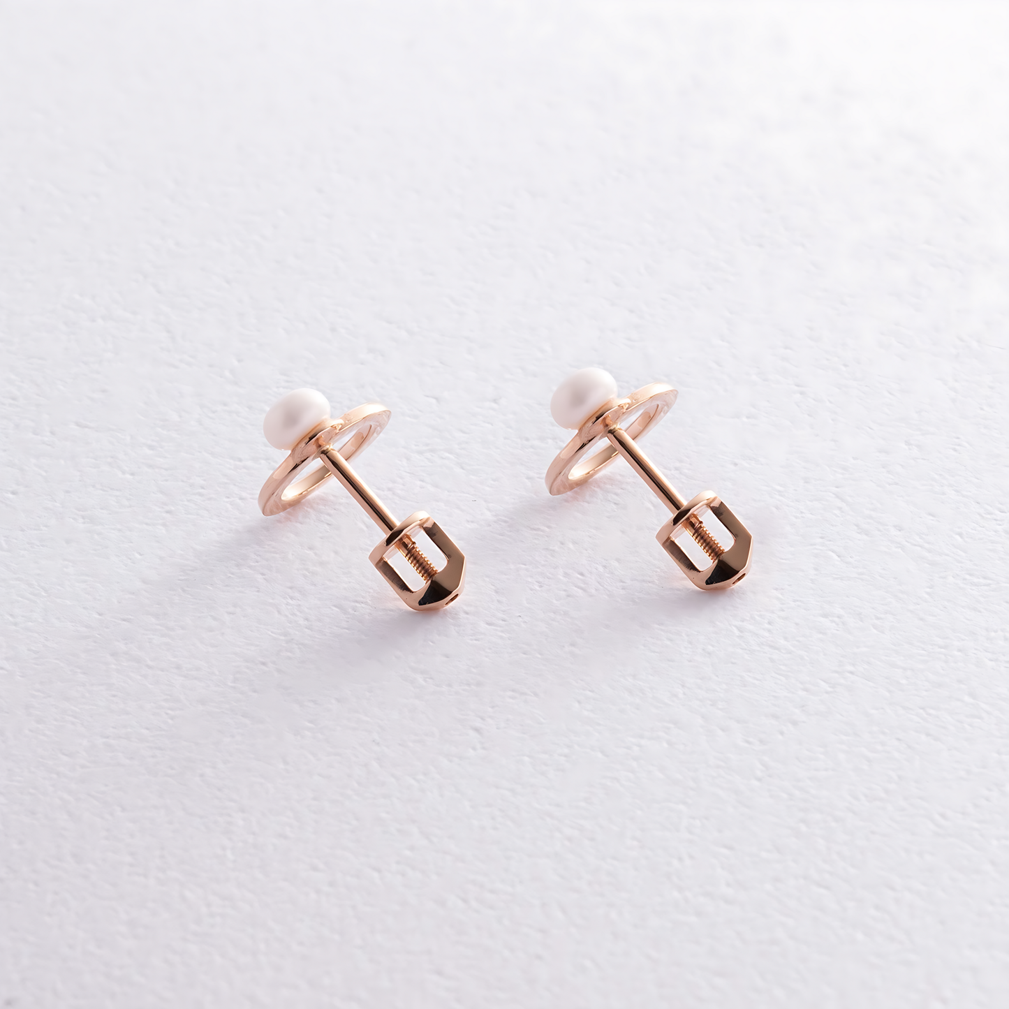 Minimalistyczne kolczyki z perełką złoto 585