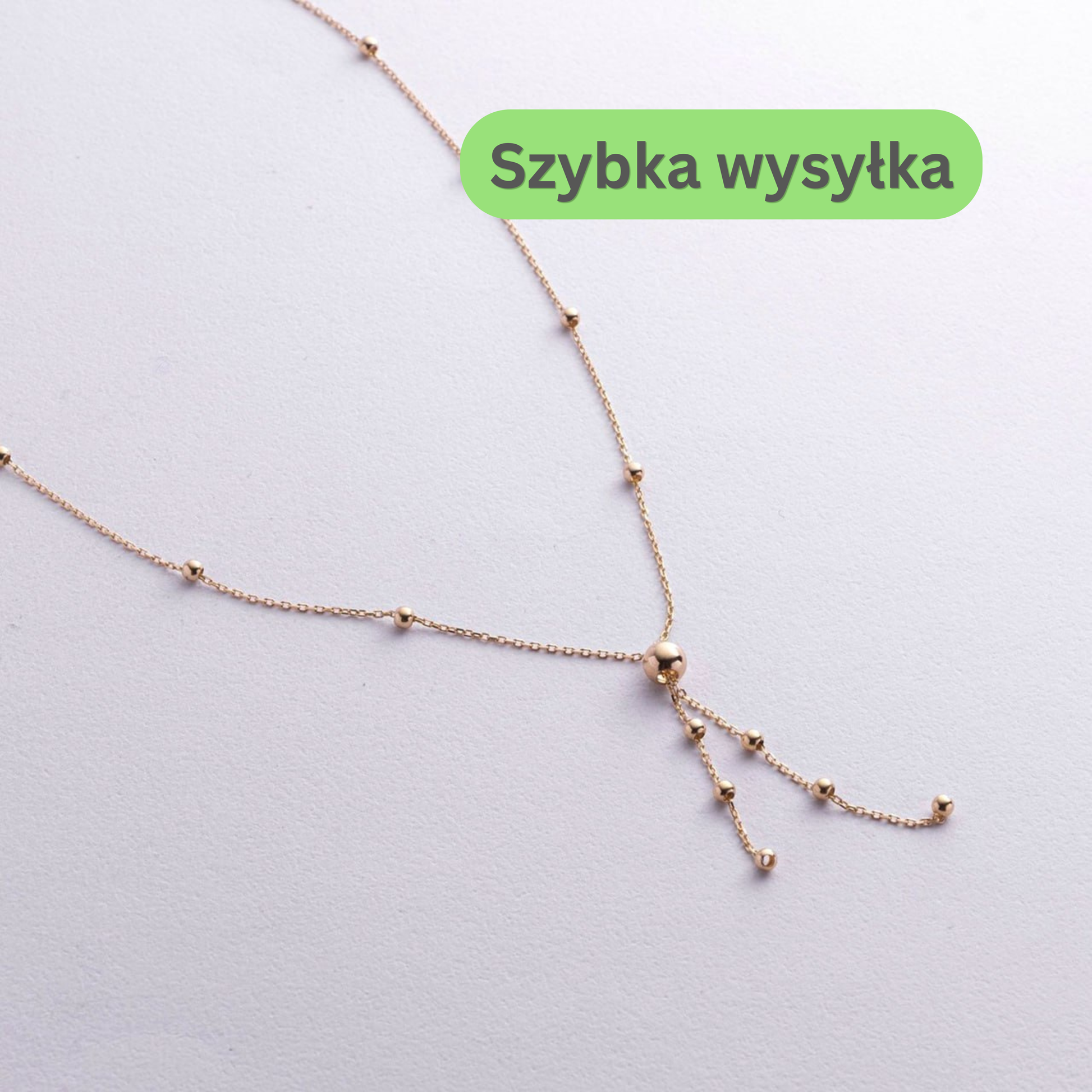 Delikatny złoty naszyjnik z polerowanymi okrągłymi kulkami, Minimalistyczny naszyjnik z 14k złota na co dzień, Elegancki naszyjnik z kulek złota, Naszyjnik regulowana długość