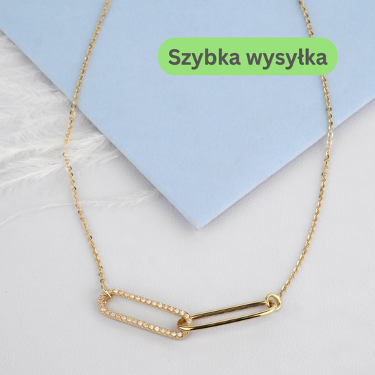 Naszyjnik złoty 585, Złoty naszyjnik damski z cyrkonią kubiczną, naszyjnik ze złota żółtego 14K, Biżuteria złota 585, naszyjnik z cyrkoniami