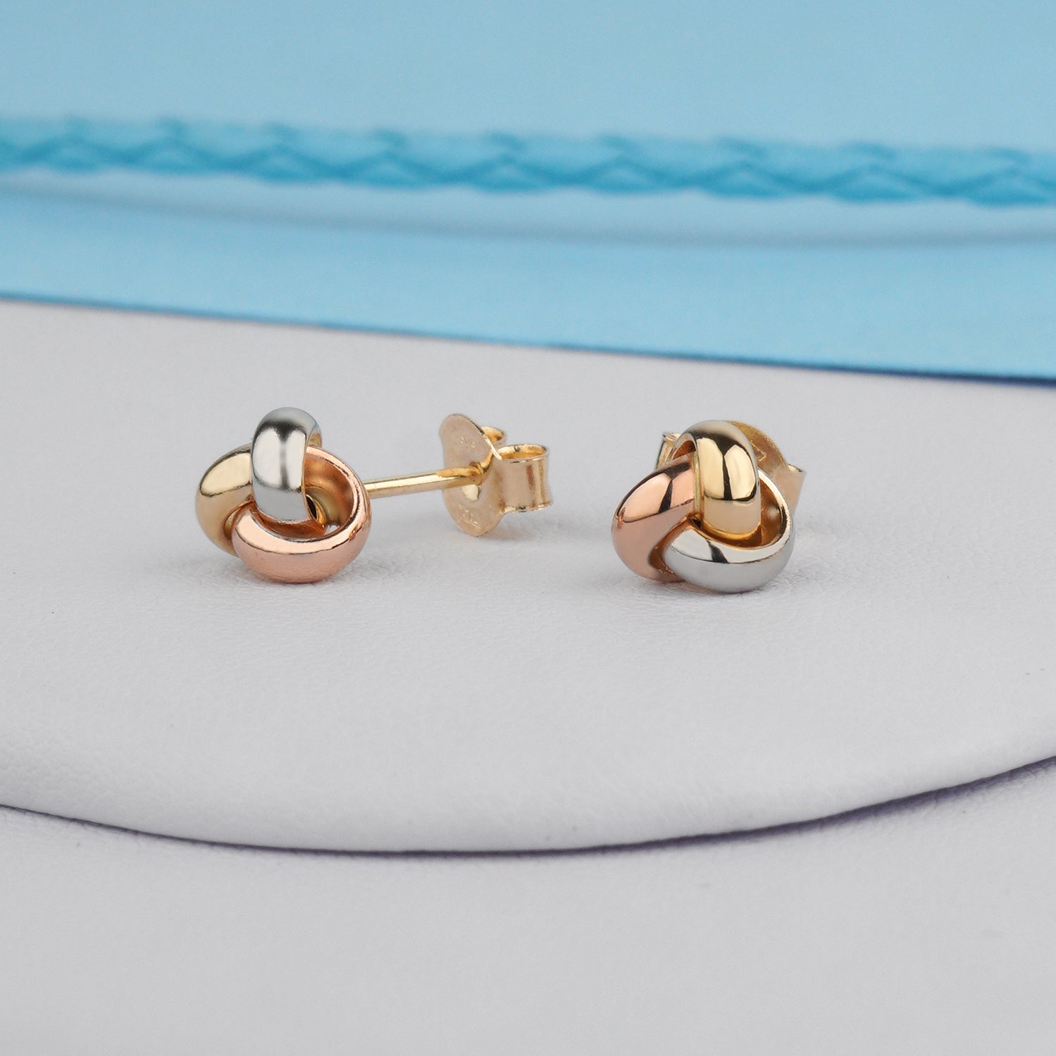 trójkolorowe kolczyki złote proby 585