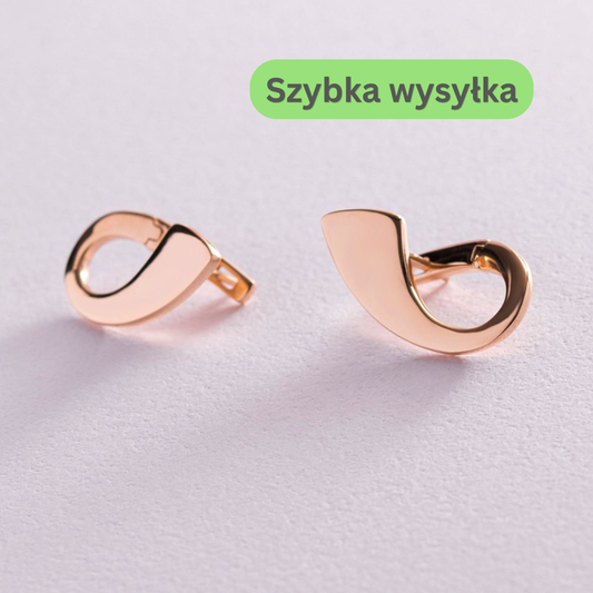 kolczyki złote, Złote kolczyki damskie, kolczyki półkola, geometryczne kolczyki półkola, różowe złote kolczyki