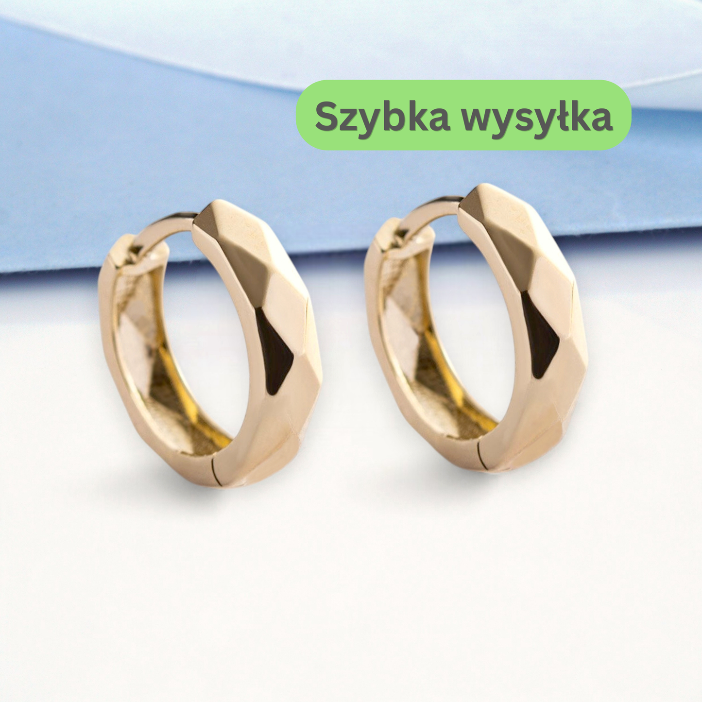 Eleganckie złote kolczyki damskie o geometrycznym wzorze