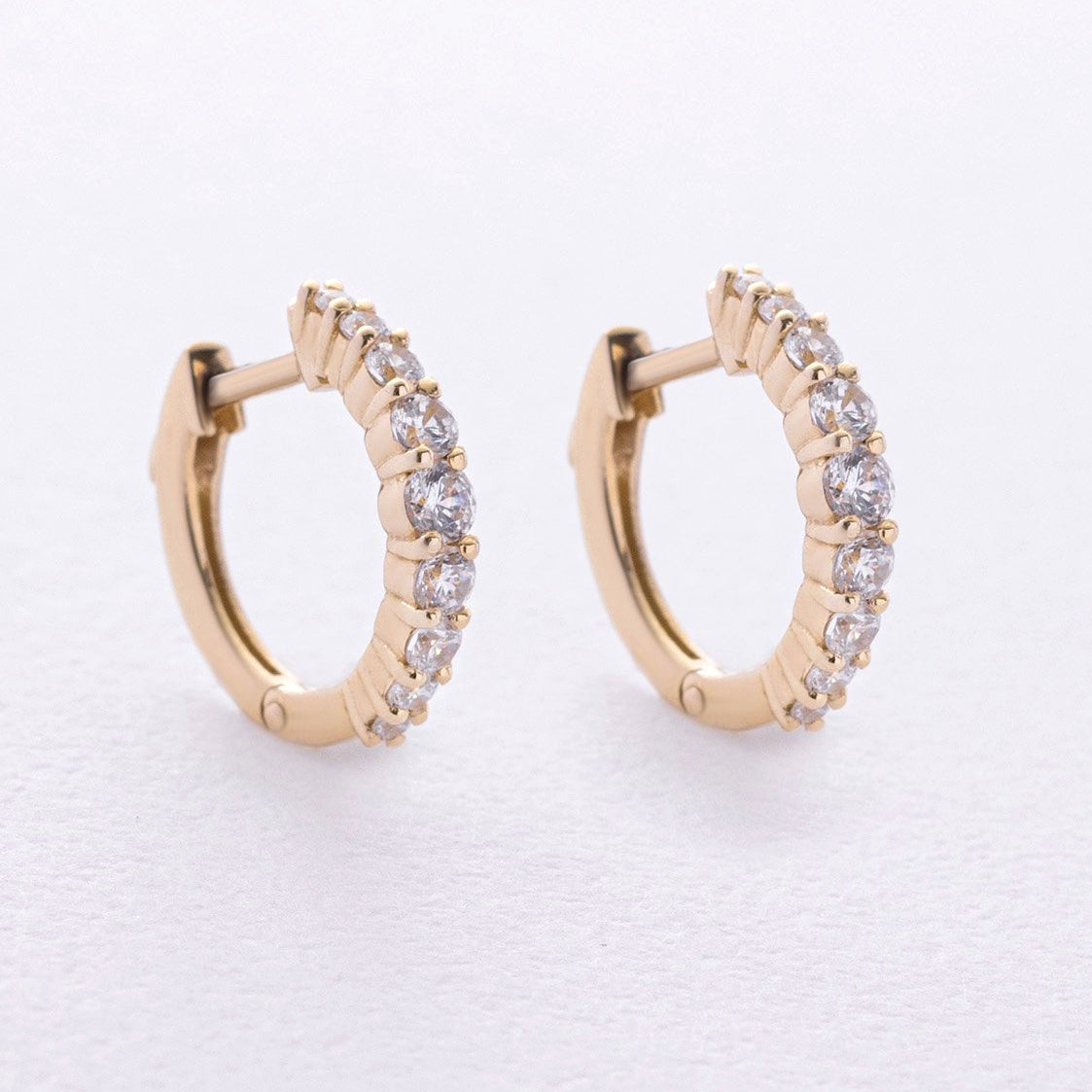 Złote kolczyki kółka z cyrkoniami próba 585