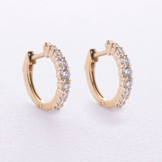 Złote kolczyki kółka z cyrkoniami próba 585