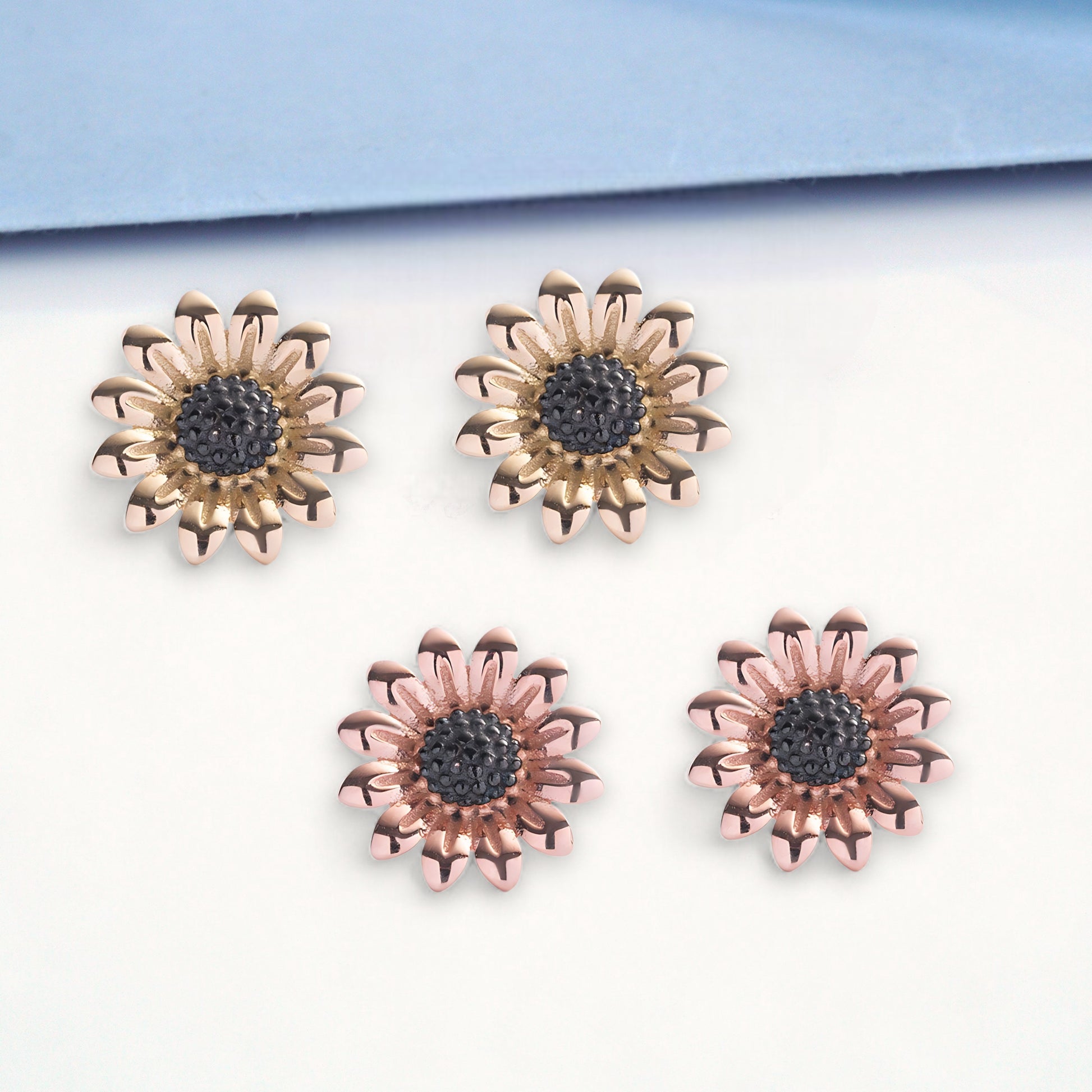 Złote kolczyki słoneczniki 585