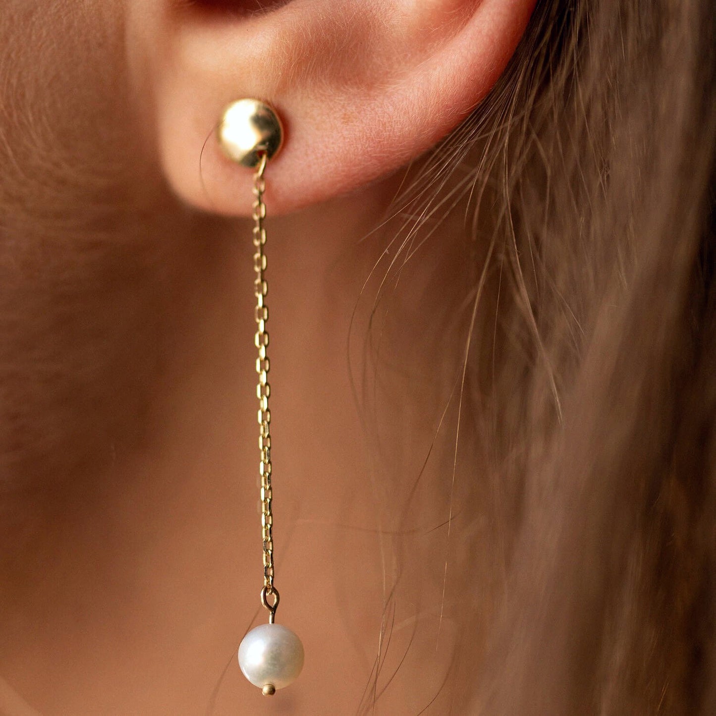 Złote kolczyki z perłami próba 585 klasyczne