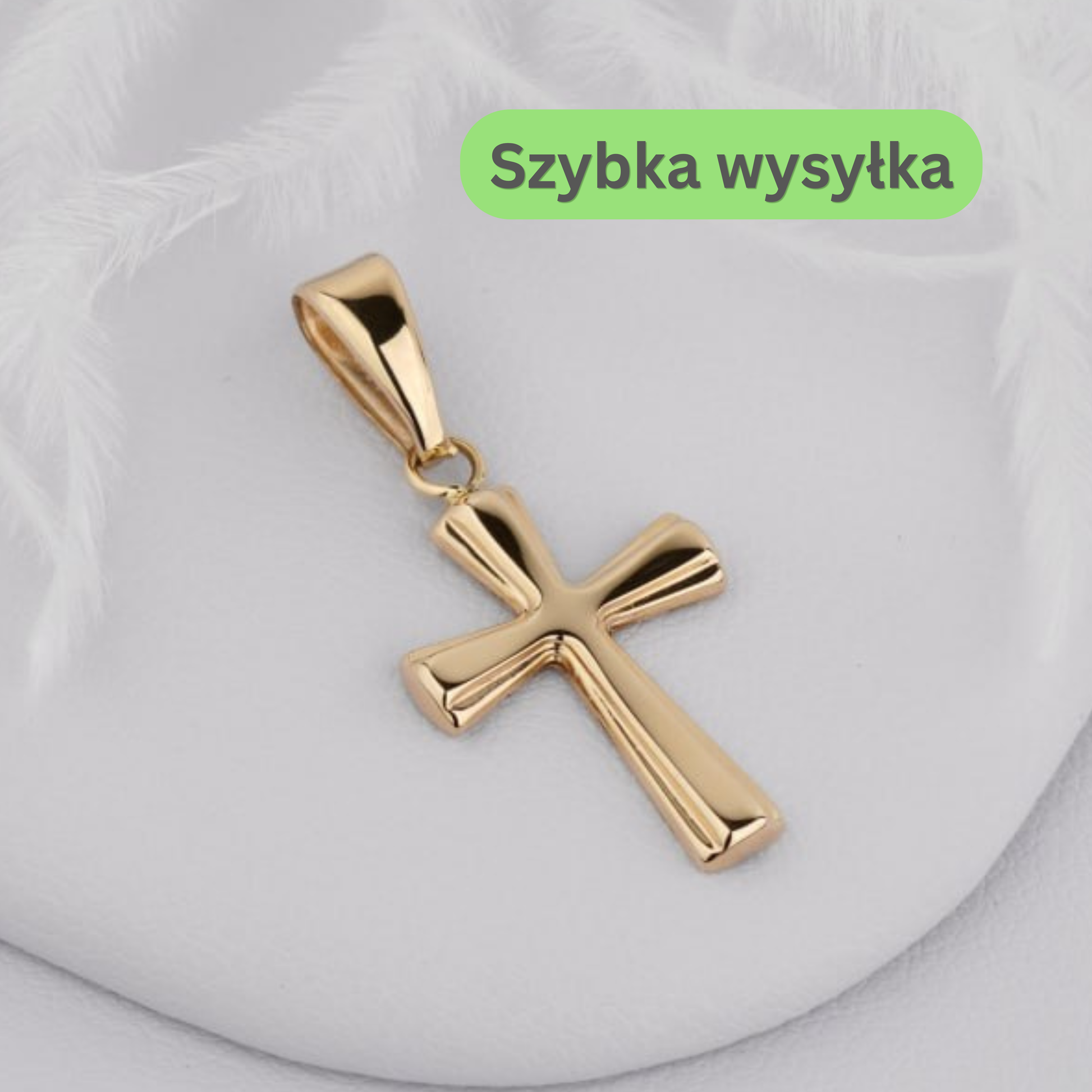 Elegancki złoty krzyżyk, Wisiorek krzyżyk,  Klasyczny złoty krzyżyk, Złoty krzyżyk 585, wisiorek w kształcie krzyżyka, Krzyżyk damski z żółtego złota